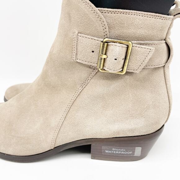 Blondo Women's Saddie Waterproof Buckle Heeled Ankle Boots Tan Suede Size 10 - Picture 12 of 13